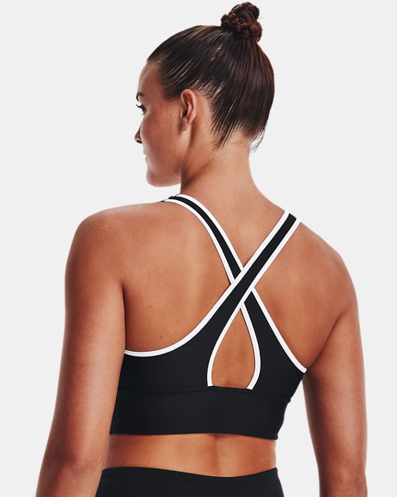 Women's Armour® Mid Crossback Long Line Sports Bra, Black, pdpMainDesktop image number 4